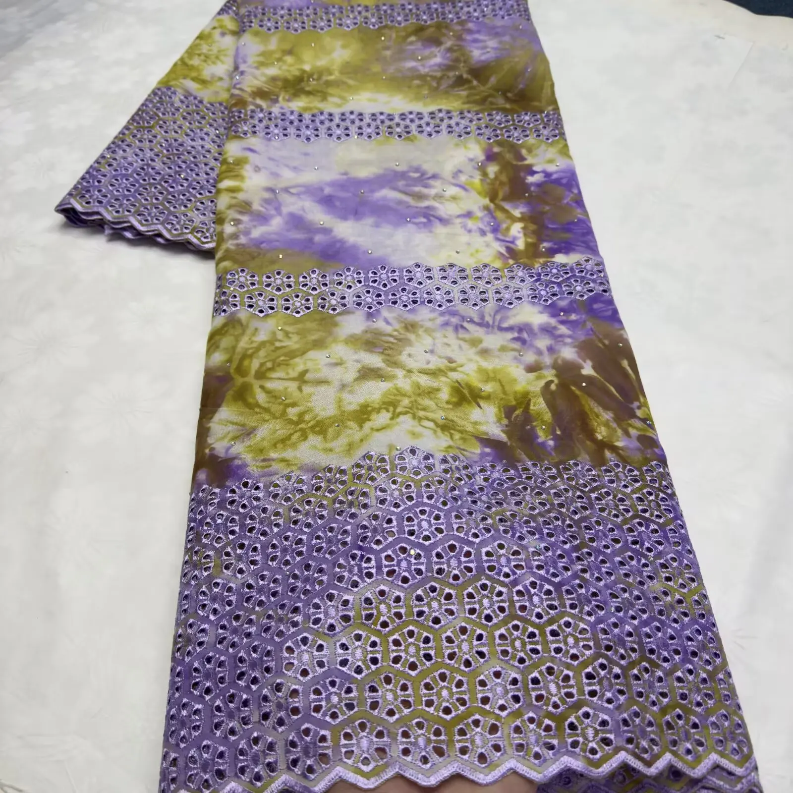 EmbroideryLace Swiss Voileลูกไม้ 2025 ลูกไม้แอฟริกันผ้า 5 หลาสวิสลูกไม้ผ้านุ่มผ้าฝ้าย 100% ซาตินผ้าสําหรับชุด