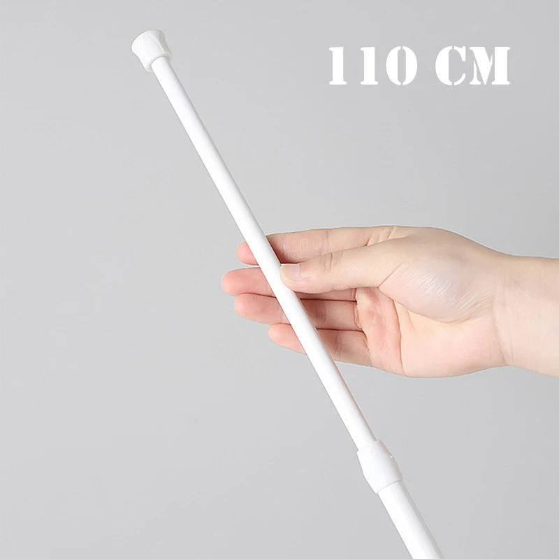 30-110cm regulowany metalowy drążek do zasłon sprężynowy wysuwane słupy teleskopowe do łazienki Bar prysznic bez wiercenia pręty wiszące