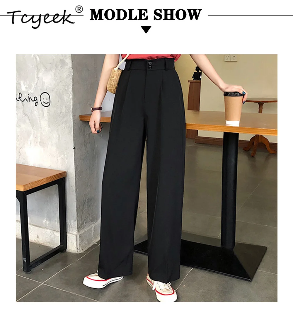 

Women Wide Leg Pants 2023 Summer Thin Fabric Classic High Waist Pockets Button Fly Long Palazzo Trousers Korean Casual Bottoms