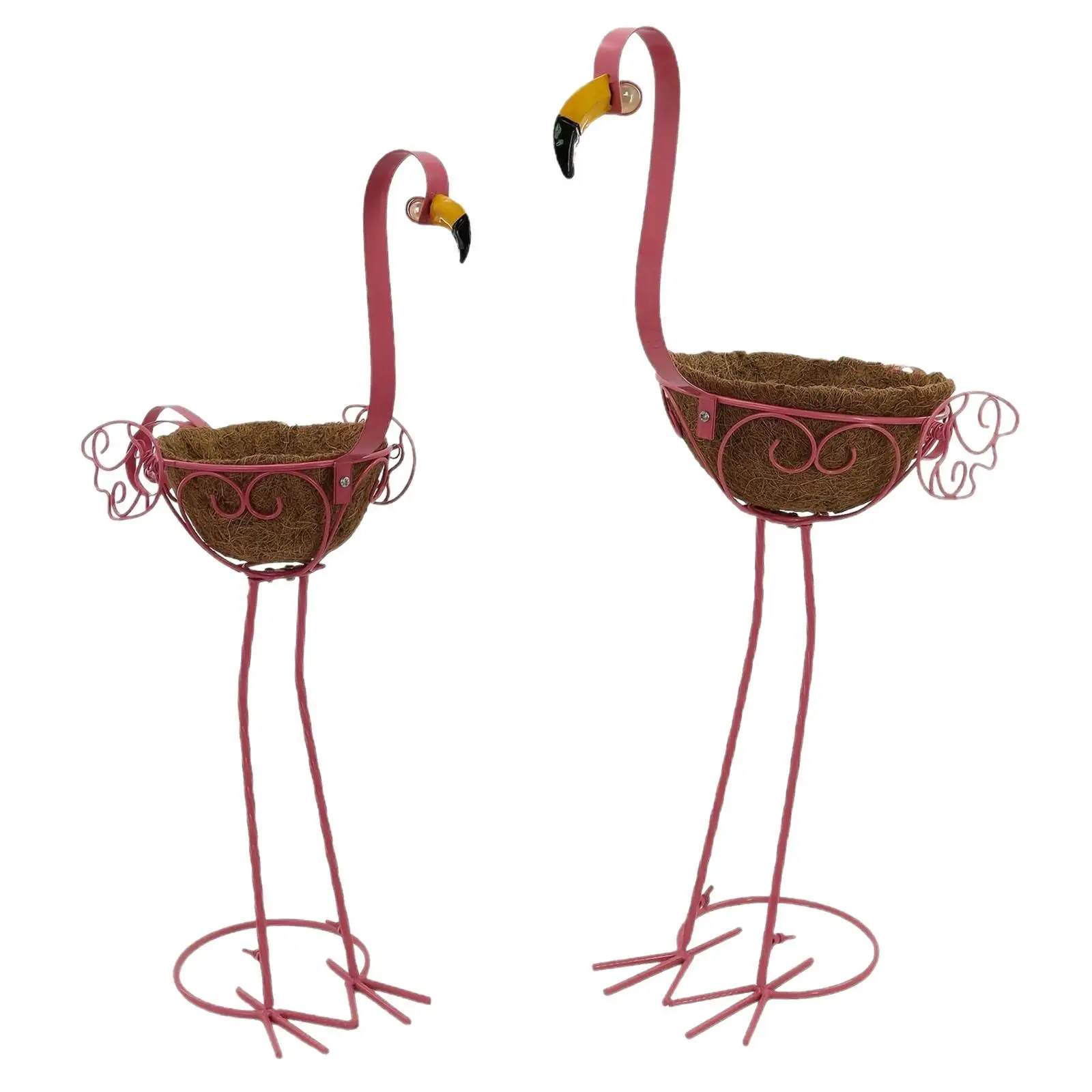 2x Flamingo Planter Outdoor Flower Display Garden Figurines Animal Statues Standing Garden Plant Holder Outdoor for Home Park