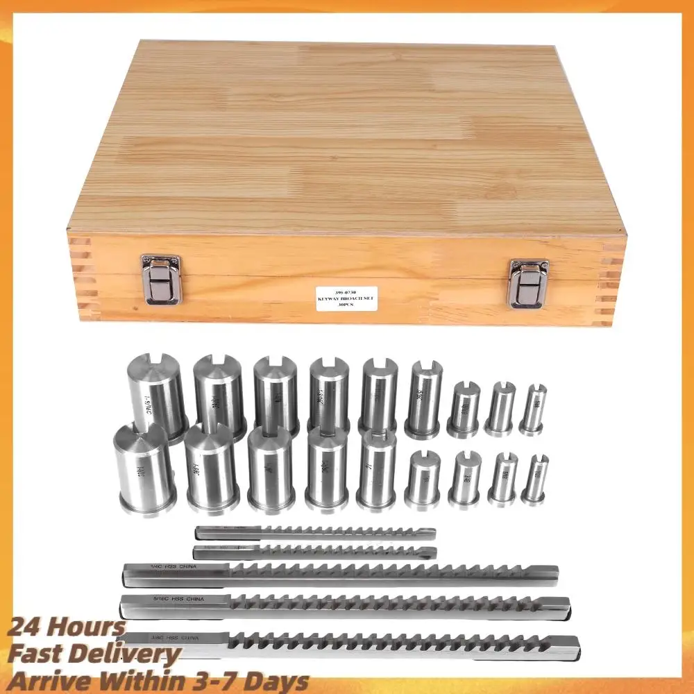 

Keyway Broach Kit Imperial Broach Set with 5 Broaches 18 Bushings and 7 Shims 30pcs for Metalworking and Manufacturing
