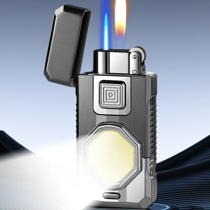 COB Lighting Dual Flame Conversion Gas Lighter, Metal Body, Personalized Creativity, Cool Gift for Men