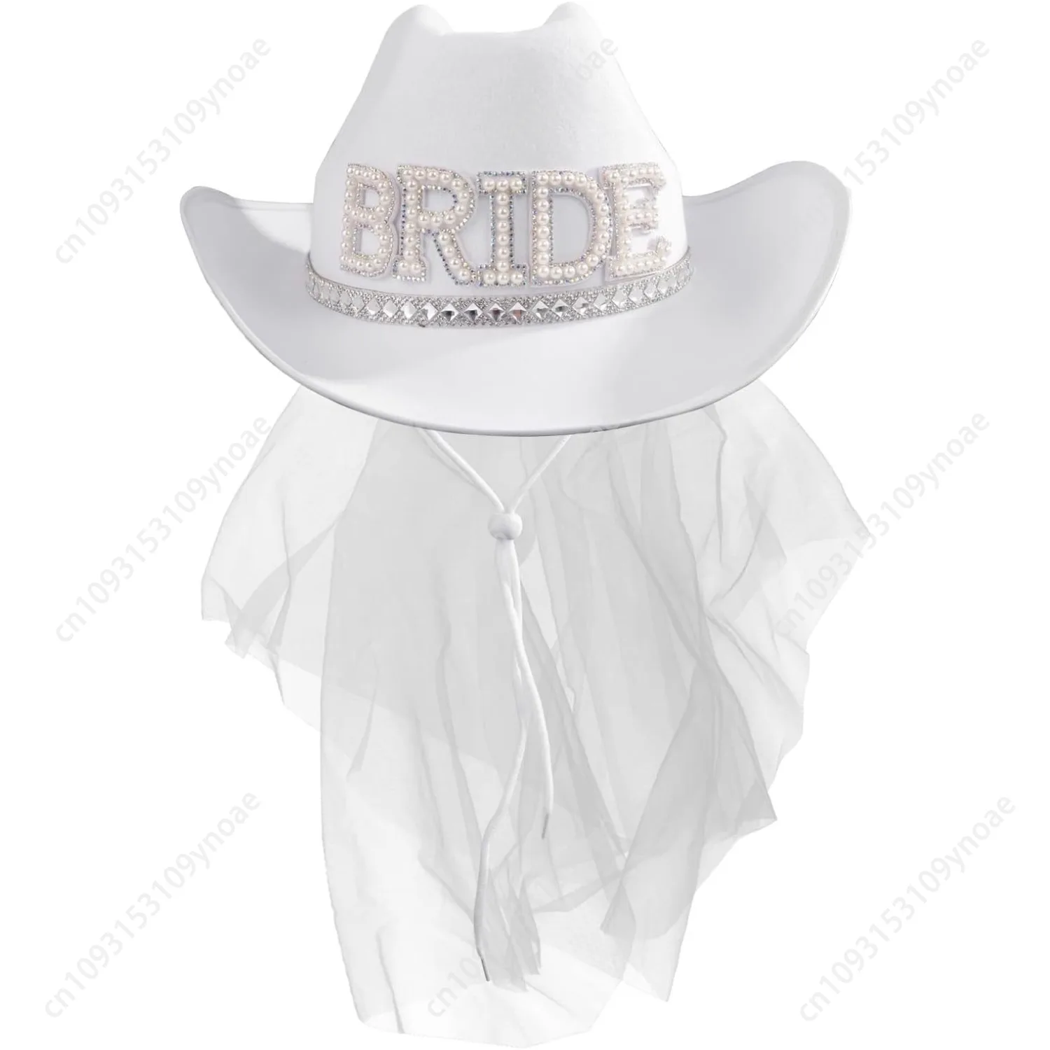 

White Bride Cowboy Hat Veil Bachelorette Party Cowgirl Hats Wedding Bridal Shower Decoration Gift Man Women Weste Country Gifts