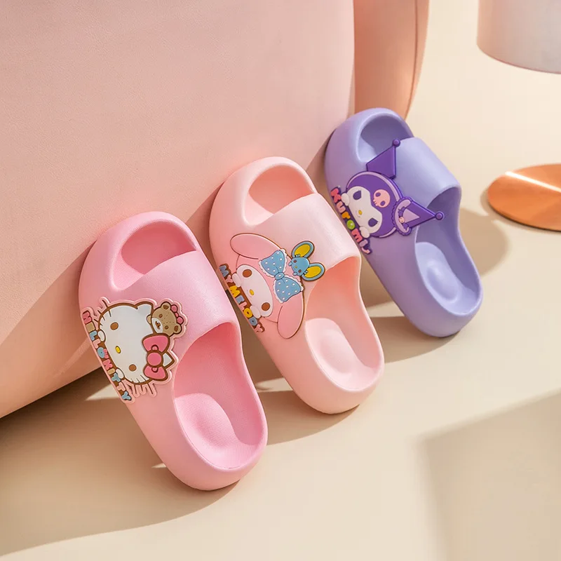 

Cute Cartoon Sanrio Kulomi Novelty Slippers Hellokittys Melody Kawaii Non-slip Soft Fuzzy Home Slippers Cozy Shoes