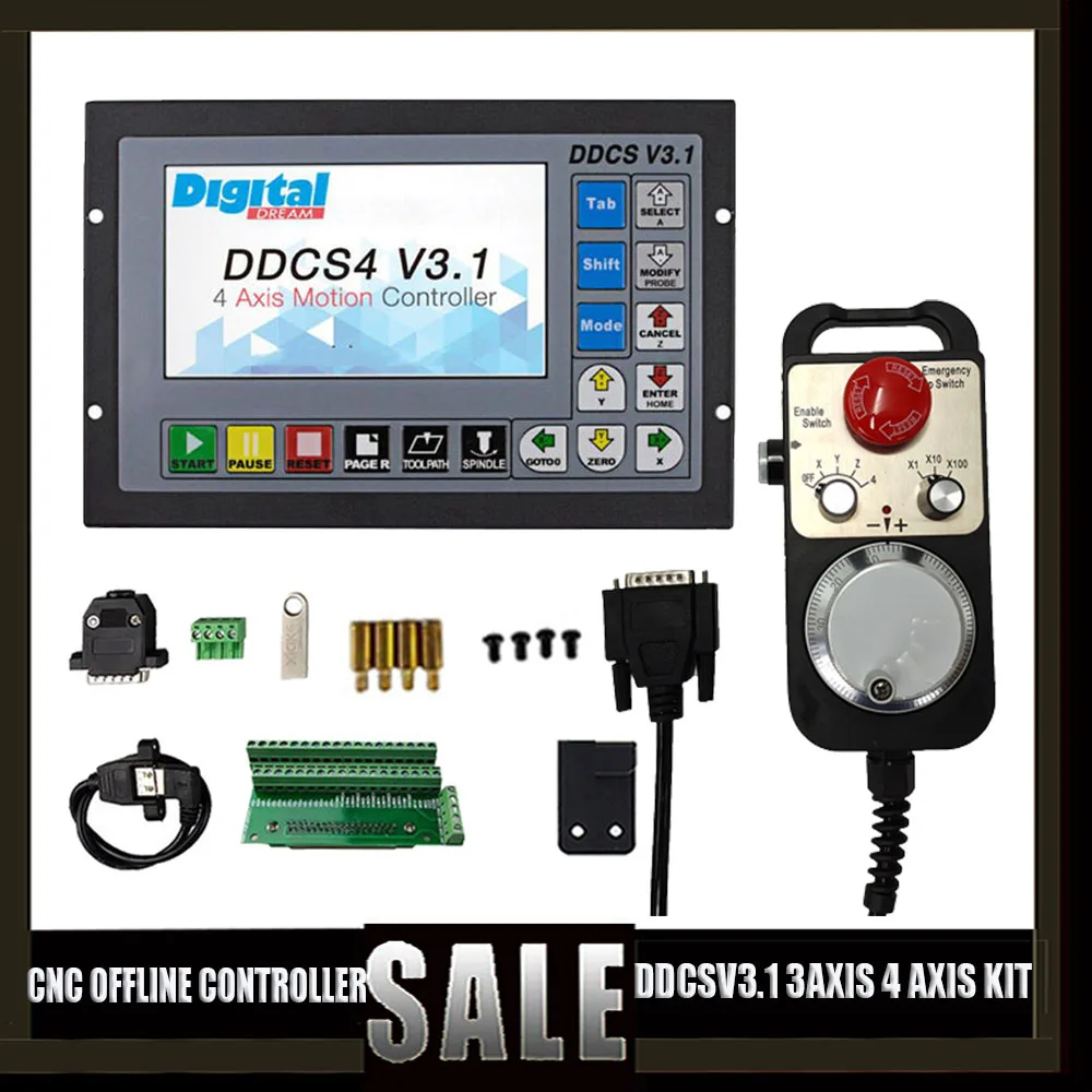 Ddcsv3.1 3/4 Axis Cnc Offline Motion Controller For Engraving And Milling Machine Ddcs V3.1+ 4 Axis E-stop Mpg Handwheel