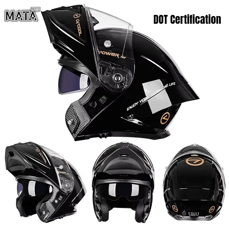 DOT Certification Flip Up Motorcycle Helmet Lightweight Full Face Motocross Helmet Dual Lens Modular Helmet for Men Women
