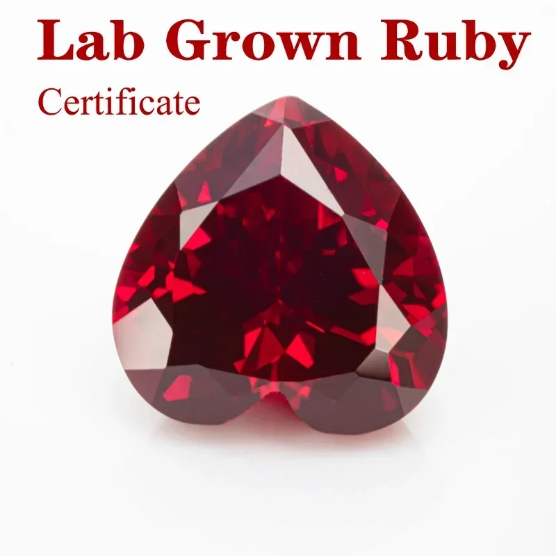 

Top Lab Grown ruby pigeon blood Heart Shape VVS1 Quality Charms Beads Selectable AGL Certificate Diy Jewelry Making Materials