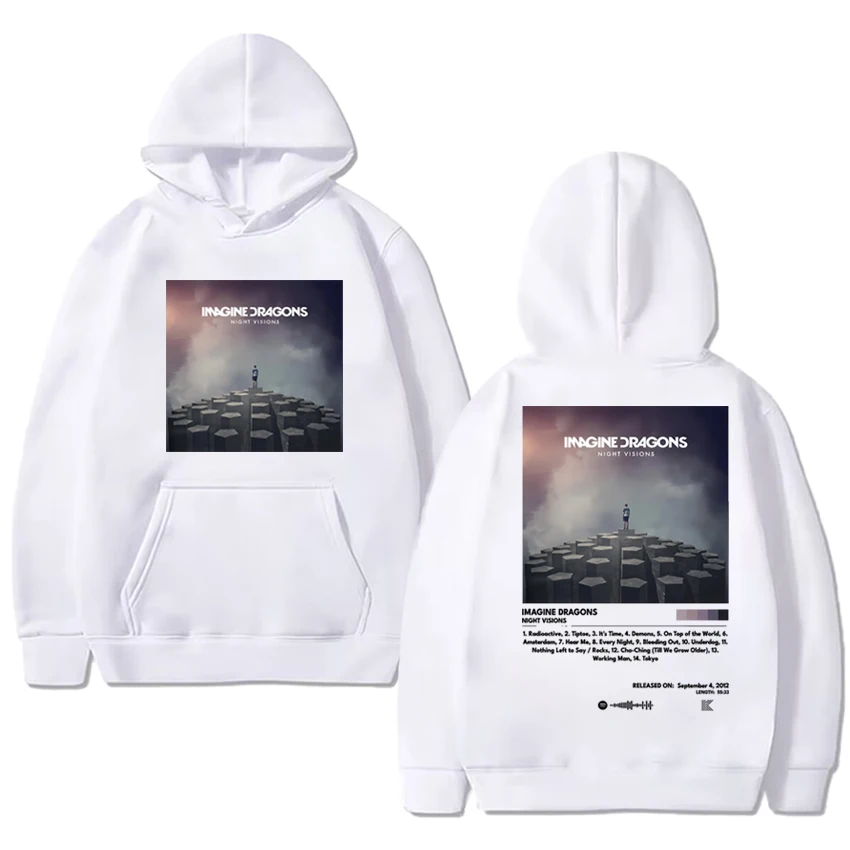 Imagine Dragons Night Visions Album Poster Double Sided printed Sweatshirt Men women vintage streetwear Unisex Fleece pullovers