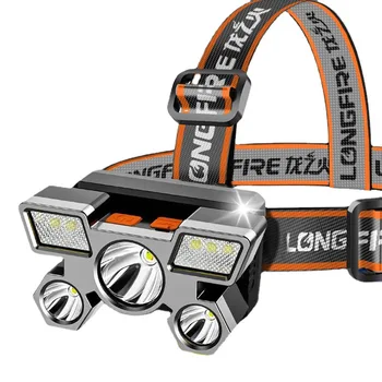5LED jasna latarka czołowa akumulator wodoodporny regulowany 4 tryby lekki do wędrówek na świeżym powietrzu