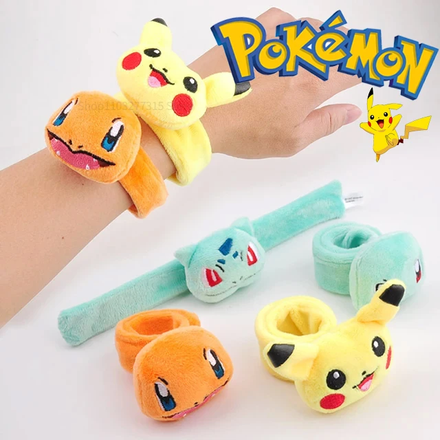Pokémon Pikachu Pulseira De Pelúcia, Pulseira Figura Anime, Squirtle, Bulbasaur, Charmander Doll, Pop Circle, DIY Brinquedos Infantis, Presentes de