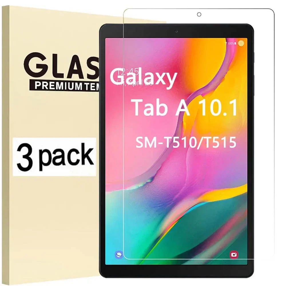 

(3 шт.) Закаленное стекло для Samsung Galaxy Tab A 10,1 дюйма, фотография 2019 дюйма, T510, T515, защитная пленка для экрана планшета с защитой от царапин