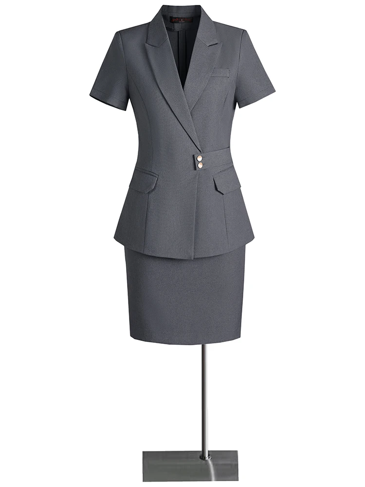 Professional Short Sleeve Suit Jacket Thin Polyester Fiber Women's Summer Workwear for Jewelry Store Hotel Manager