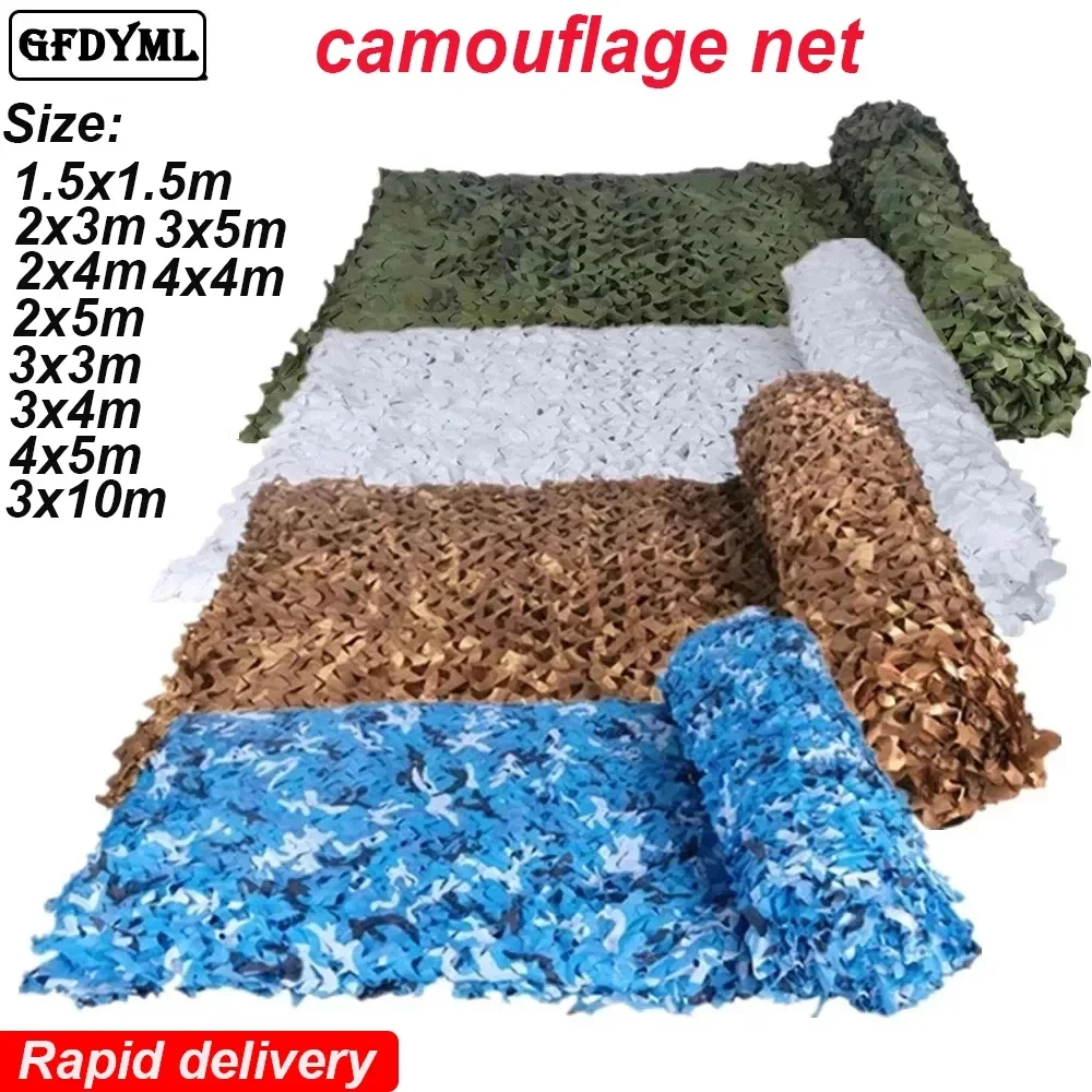Camouflage Nets White Blue Beige Desert for Hunting Hiding Mesh Outdoor Awning Garden Shading Gazebo