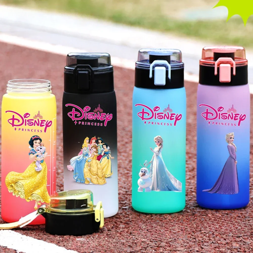 

550ML Disney Princess Series Gradient Color Water Cup Drinking Bottle Gourd Large Capacity Appearance Elsa Snow White Mermaid