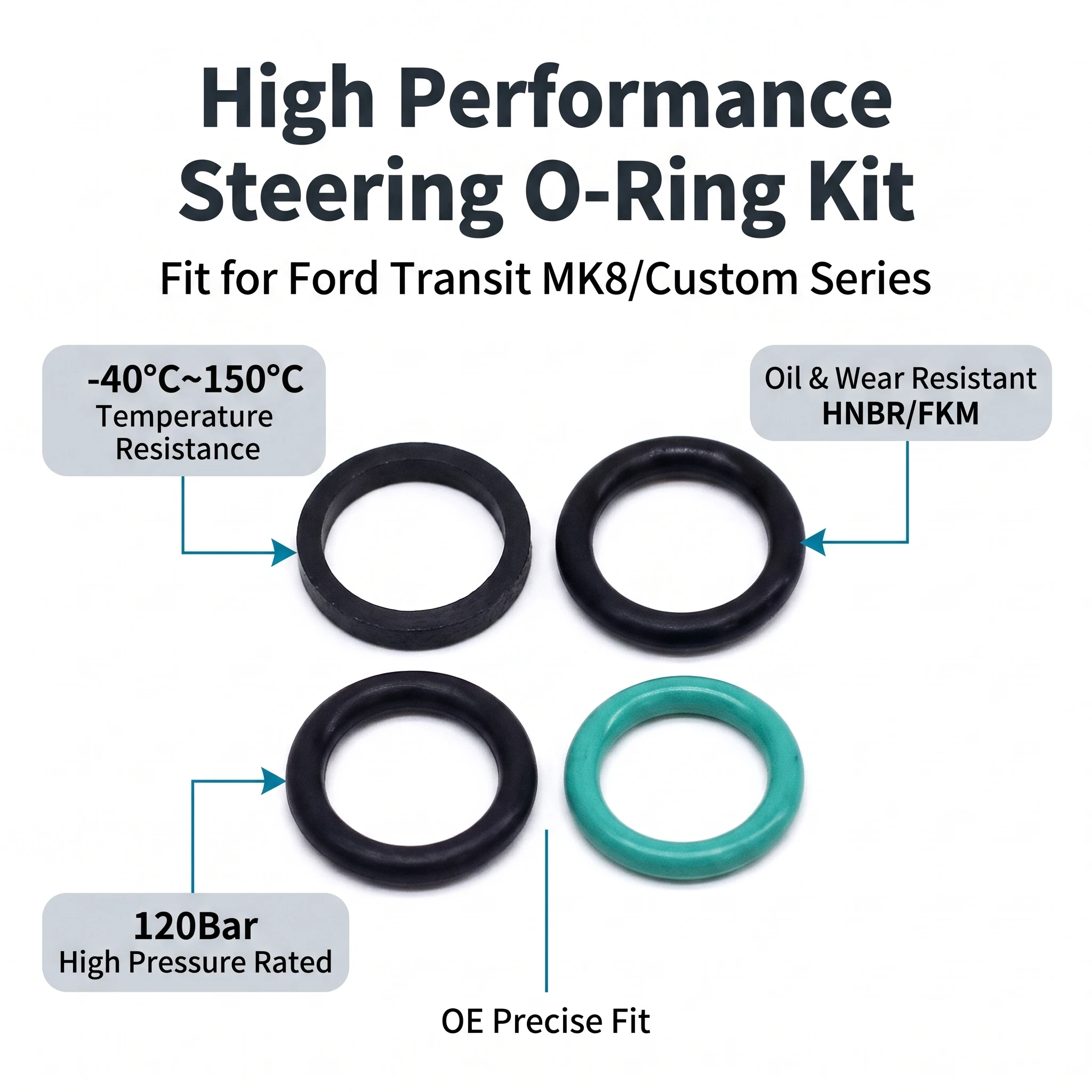 Power Steering Pipe O-Ring Kit Seal Washer Replacement for Ford Transit MK8 Custom BK21-3334-AA BK213334AA 1910482 BK2Z-3F886-A