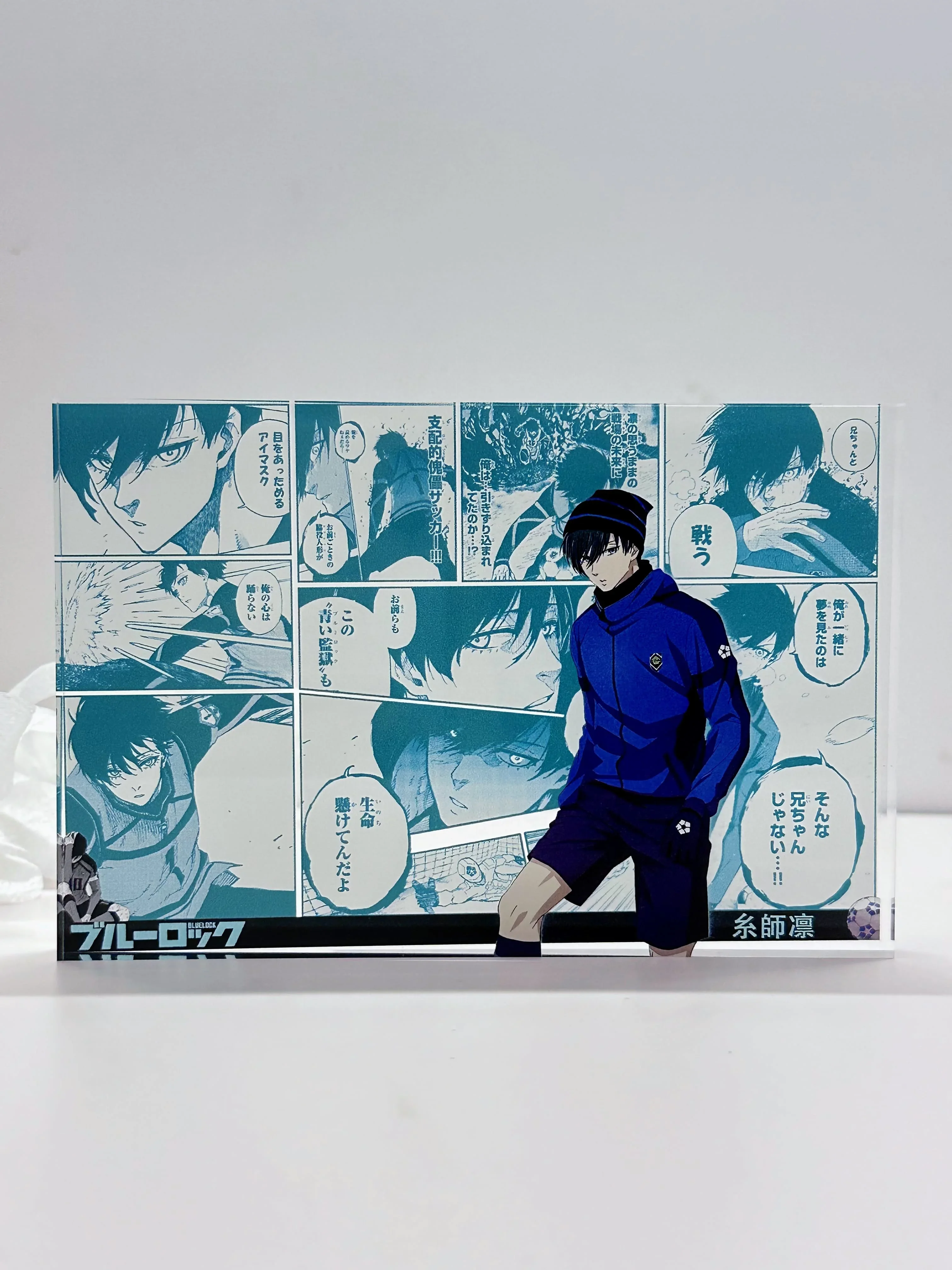 أنيمي قفل أزرق كوسبلاي طوب أكريليك ، نفاذية عالية رائعة ، ديكور سطح المكتب ، زخرفة قابلة للتحصيل ، هدية عيد الميلاد