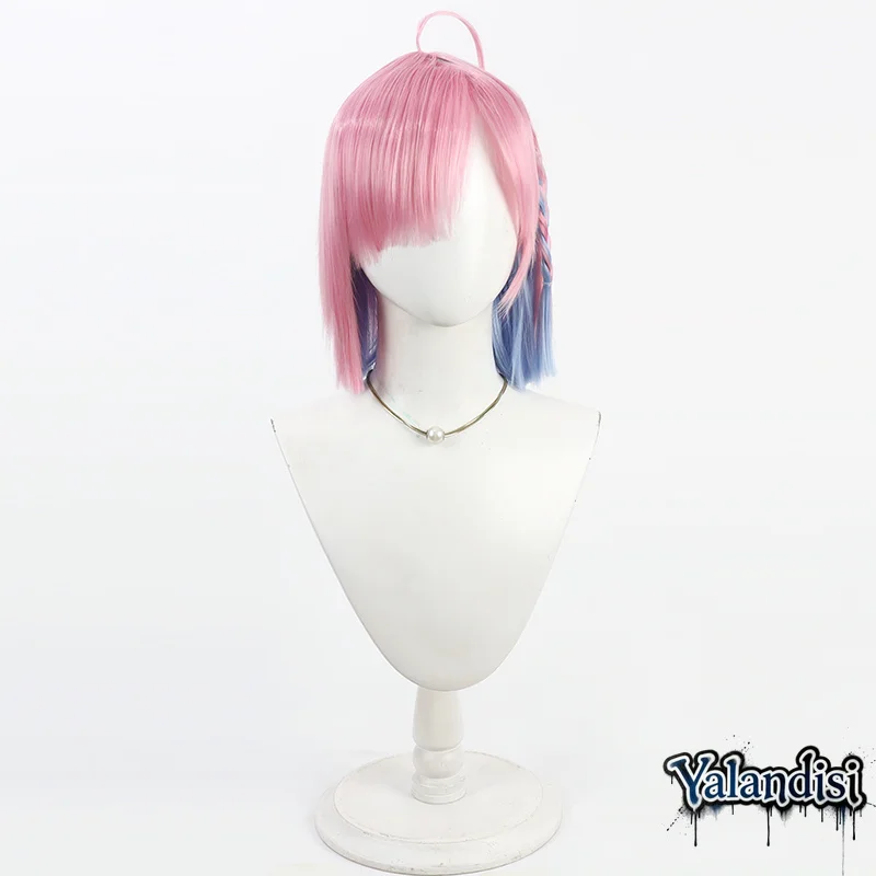 Yalandisi& Virtual YouTuber Himemori Luna 35cm Cosplay Wig Halloween Party Prop Synthetic Hair Heat Resistant Fiber+Wig Cap