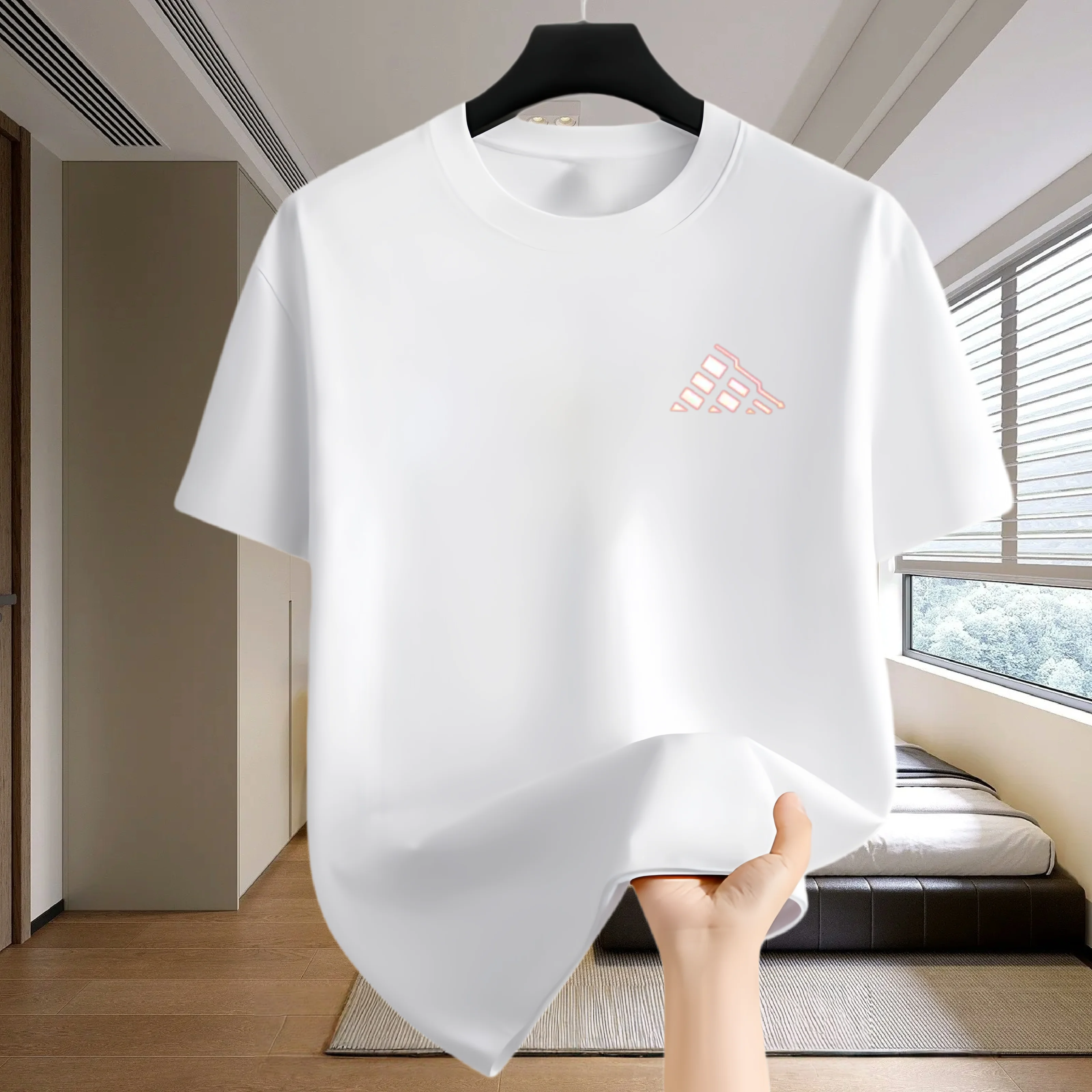 New Men‘s Running T-shirt Spring / Summer Thin Top Trend curve printing Quick Dry Short Sleeve Breathable Fitness Sports T-shirt