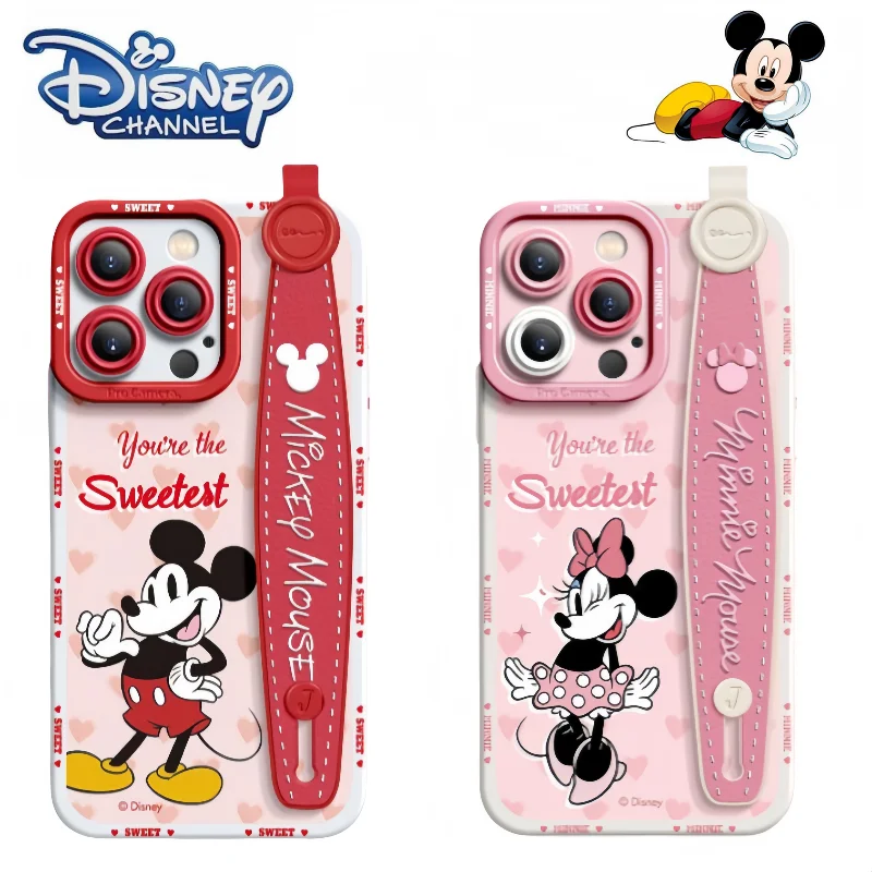 

Disney Mickey Minnie Apple 15 Phone Case Lanyard Wristband iPhone14 Full Pack X Anti Drop 13 Pro Cute Cartoon Phone Case