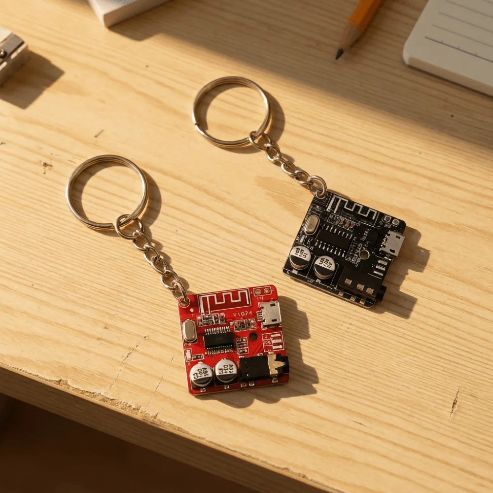 Real PCB Circuit Board Keychain Personalized Sturdy Tech Key Holder Cyberpunk Style Mechanical Electronic Component Key Fob