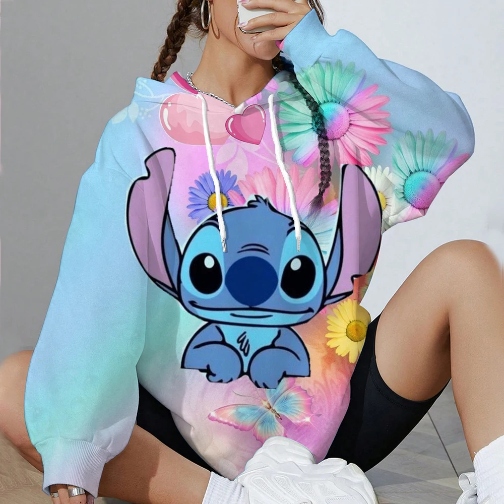 ديزني غرزة هوديي أزياء حلوة الجمال نمط رياضية طويلة الأكمام هوديي الرياضة هوديي شعبية عارضة المرأة هوديي #5