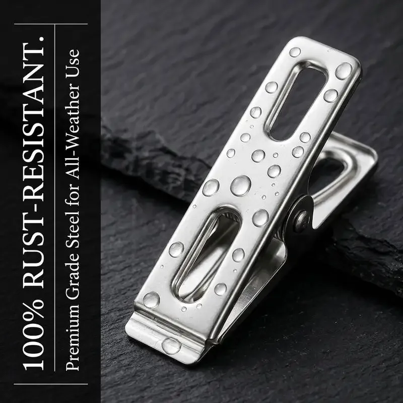 Rustproof Stainless Steel Clothespins Heavy-Duty Windproof Clothes Clamps for Laundry Drying Socks Craft Food Sealing Household