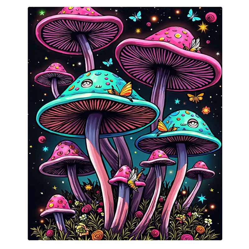 1 قطعة بطانية الفانيلا بطانية حديقة الفطر مخدر-تصميم غابة الخيال النابض بالحياة