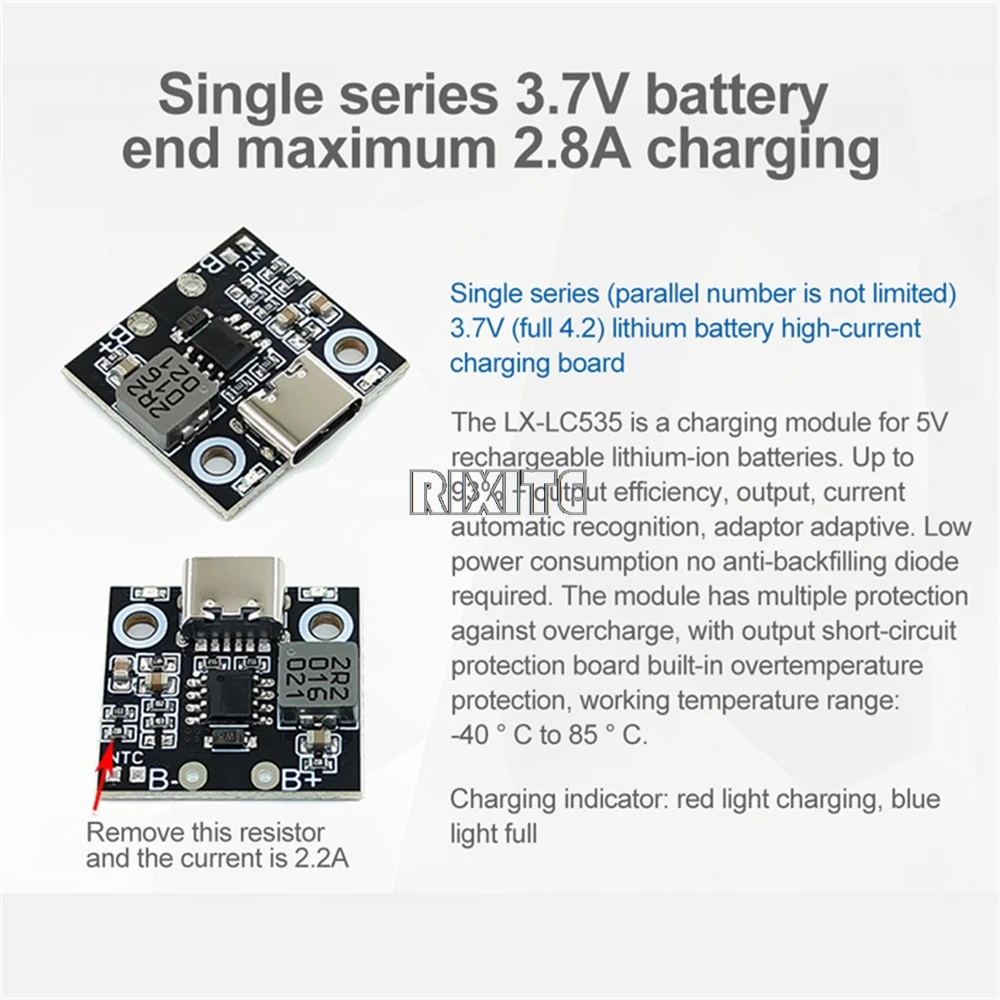 1/5PCS 1S 5V 2.8/3.6A Type-C Lithium Battery Charging Module Battery Charger Protection Board Power Supply Charging Indicator