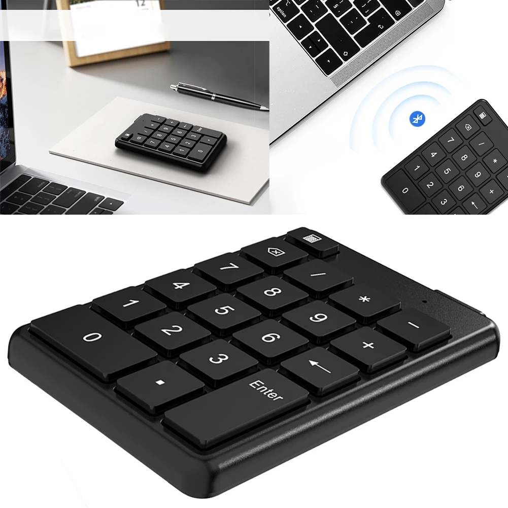 Bluetooth Wireless Numeric Keypad Portable Mini Number Keyboard 19 Keys External Number Pad for Laptop PC Accounting Supplies