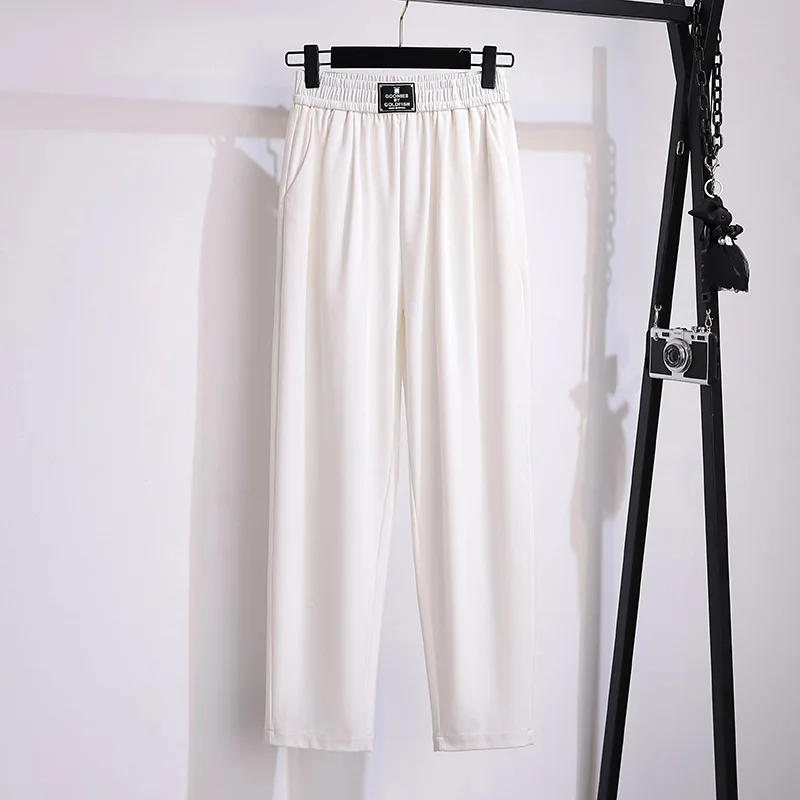 100/150kg Big Size Women Clothing Summer 2023 Women Harlan Pants Show Thin High Waist Casual Pants Loose Tencel Cropped Pants