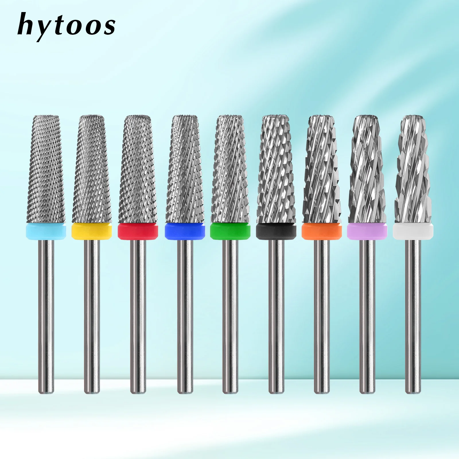 

HYTOOS 16mm Tapered 5 in 1 Carbide Nail Drill Bits for Gel Removal Pro Acylics Nail Bit Electric Drills Manicure Accessories
