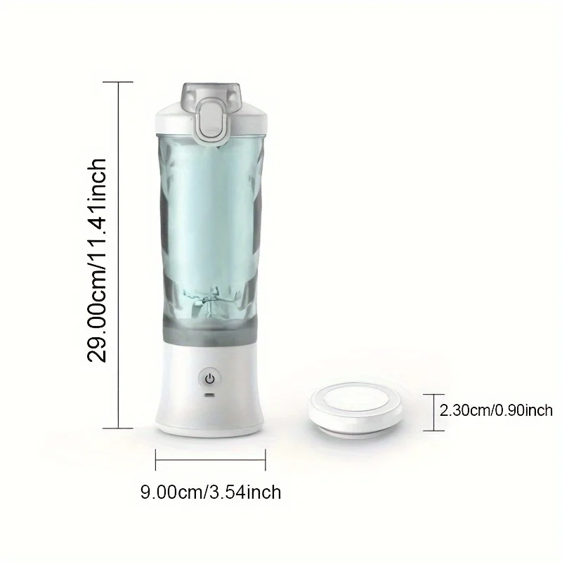 Portable Blender, USB Rechargeable Personal Size Smoothie Mixer, 600ml Juicer with Six Blades, 4000mah Mini Fruit Juice Machine