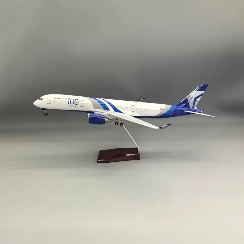 

Aircraft Model 1/142 Scale A350 Delta 100th Airways Model Toy planes 47CM with LED Light(Touch or Sound Control) for Collection