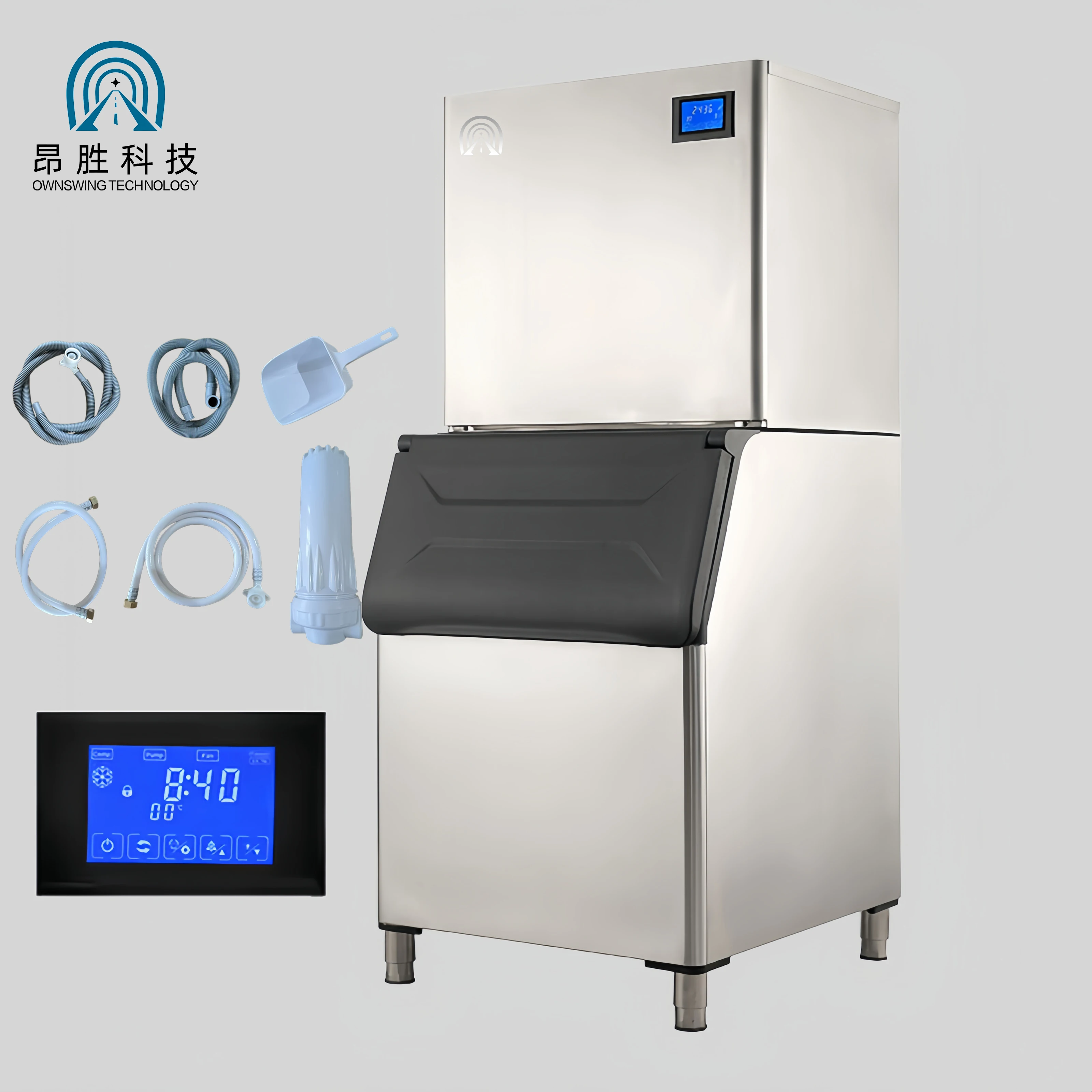 280kg Nugget Ice Crusher Block Maker Automatic Commercial Machine for Professional Business Beverage Shop Bar Restaurant