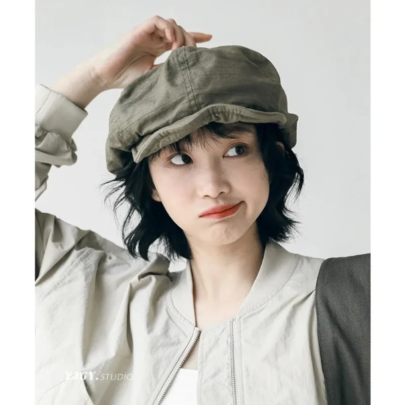 New Spring Summer Women Fashion Retro Cotton Linen Elastic Berets Hat Adjustable