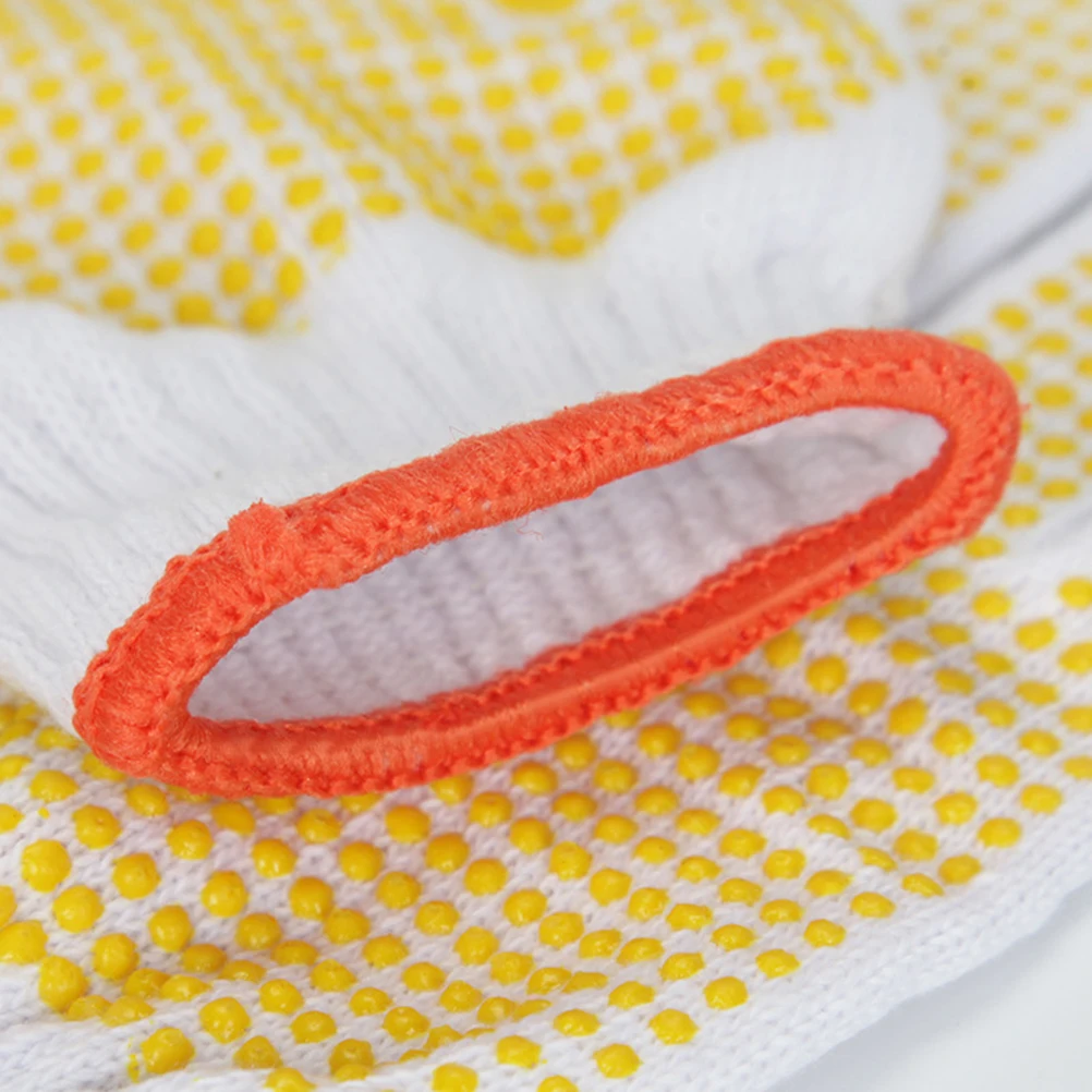 

12pcs Labor Protection Cotton Thickened Wear-Resistant White Yellow For Building Mining Mechanical Maintenance Oil Acid Alkali