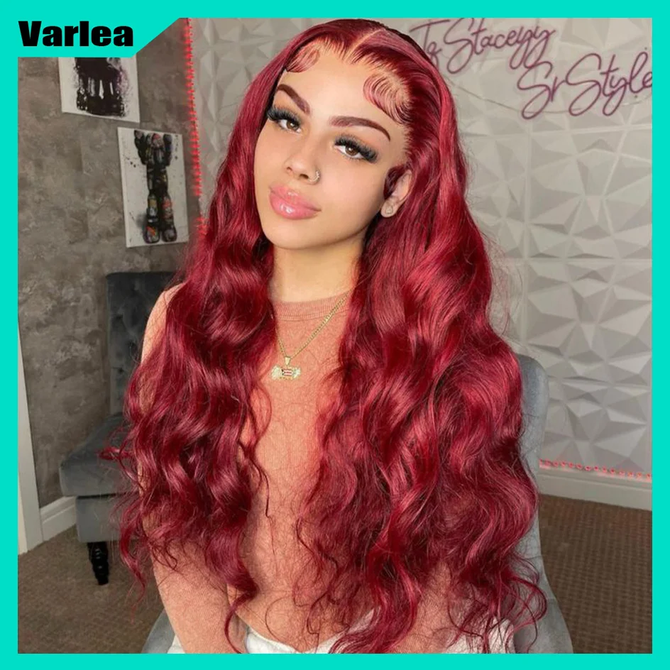 Varlea Burgundy 30 Inch Body Wave Lace Front Wig 13x6 13x4 Lace Front Wig Human Hair Loose Body Wave 99j Human Hair For Women