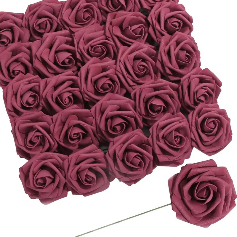 

Rose Artificial Flowers 7CM Foam PE Fake Flowers for Home Room Decor Wedding Marriage Decoration DIY Bouquet Garland Accessories