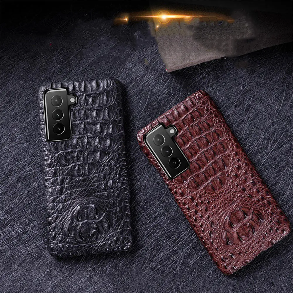 Premium Natural Crocodile Skin Leather Case For Samsung Galaxy 25 Ultra S23 S24 Alligator Skull Spine Cover