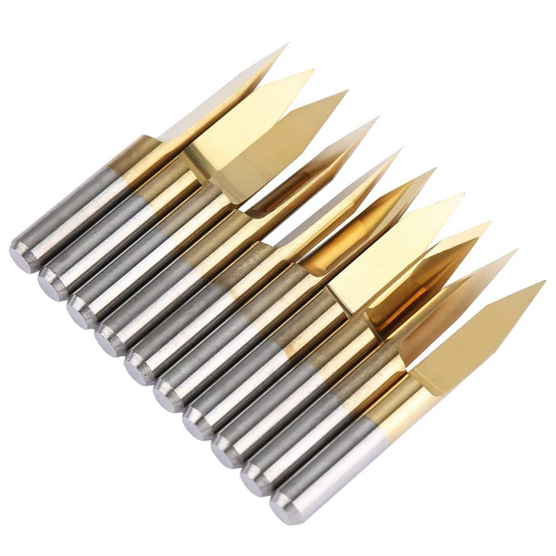 V Grooving Router Bit Engraving CNC Cutter Bit 3.175Mm Coated Tungsten Steel Engraving (3.175X30°X0.1) 10Pcs