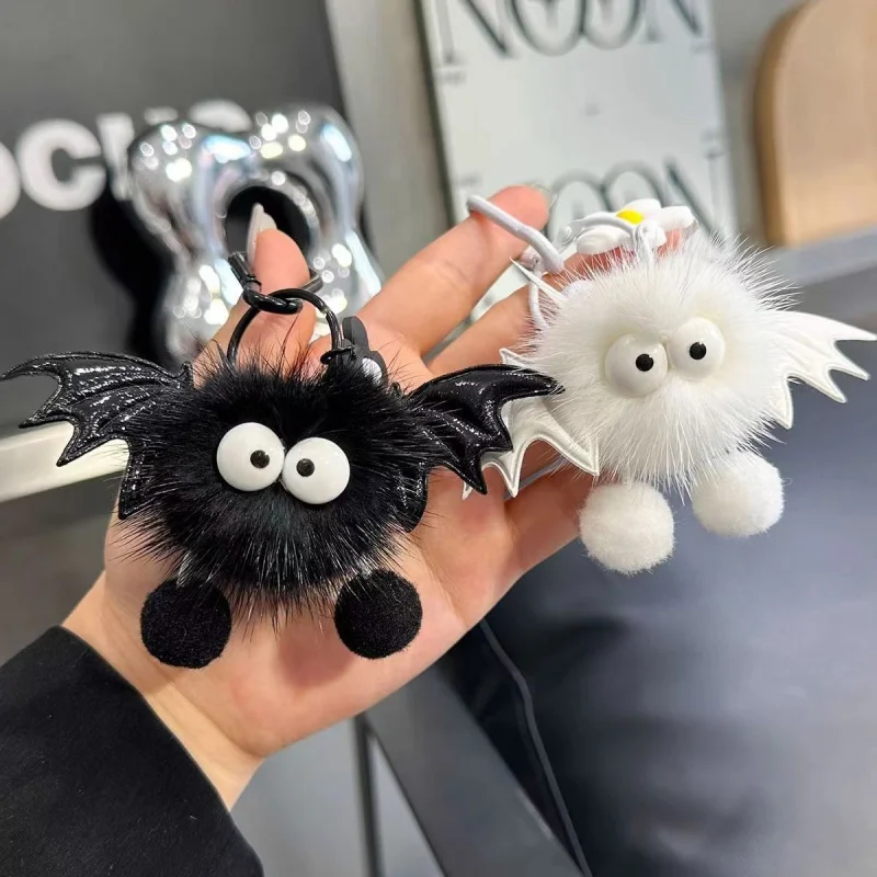 Halloween Faux Mink Fur Little Bat Little Devil Backpack Pendant Plush Car Keychain