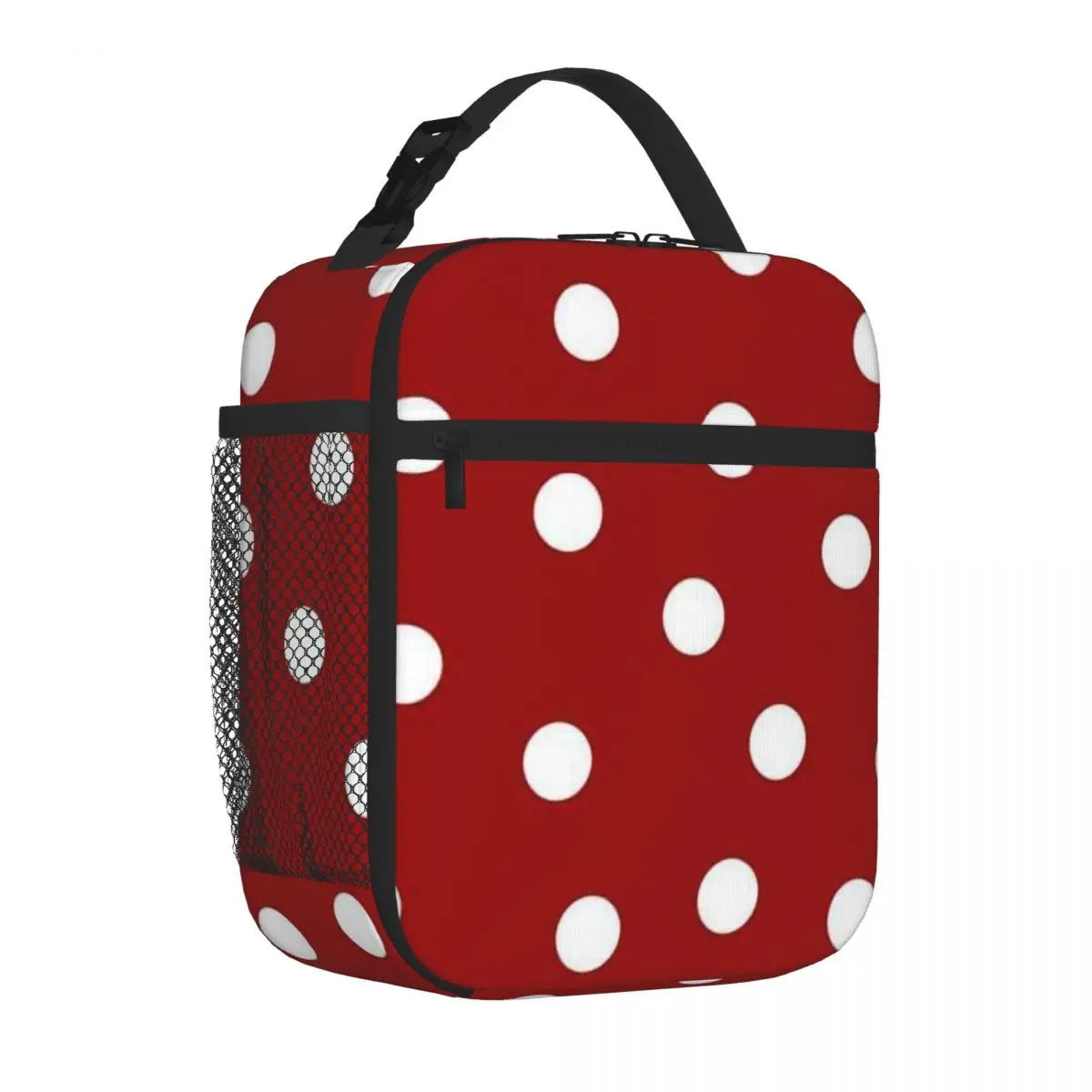 Bestselling Polka Dot Patterns White Over Red Plaid Portable Lunch Bag Cycling Trip Lunch Handbag