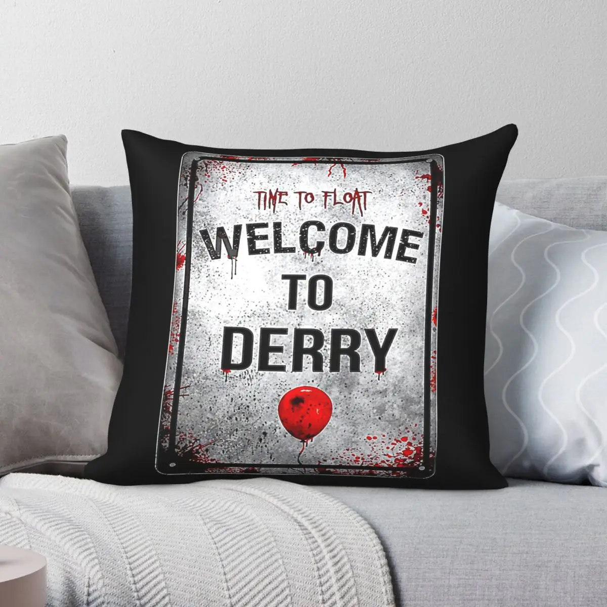 Welcome To Derry Pennywise It Square Pillowcase Polyester Linen Velvet Printed Zip Decor Pillow Case Car Cushion Cover