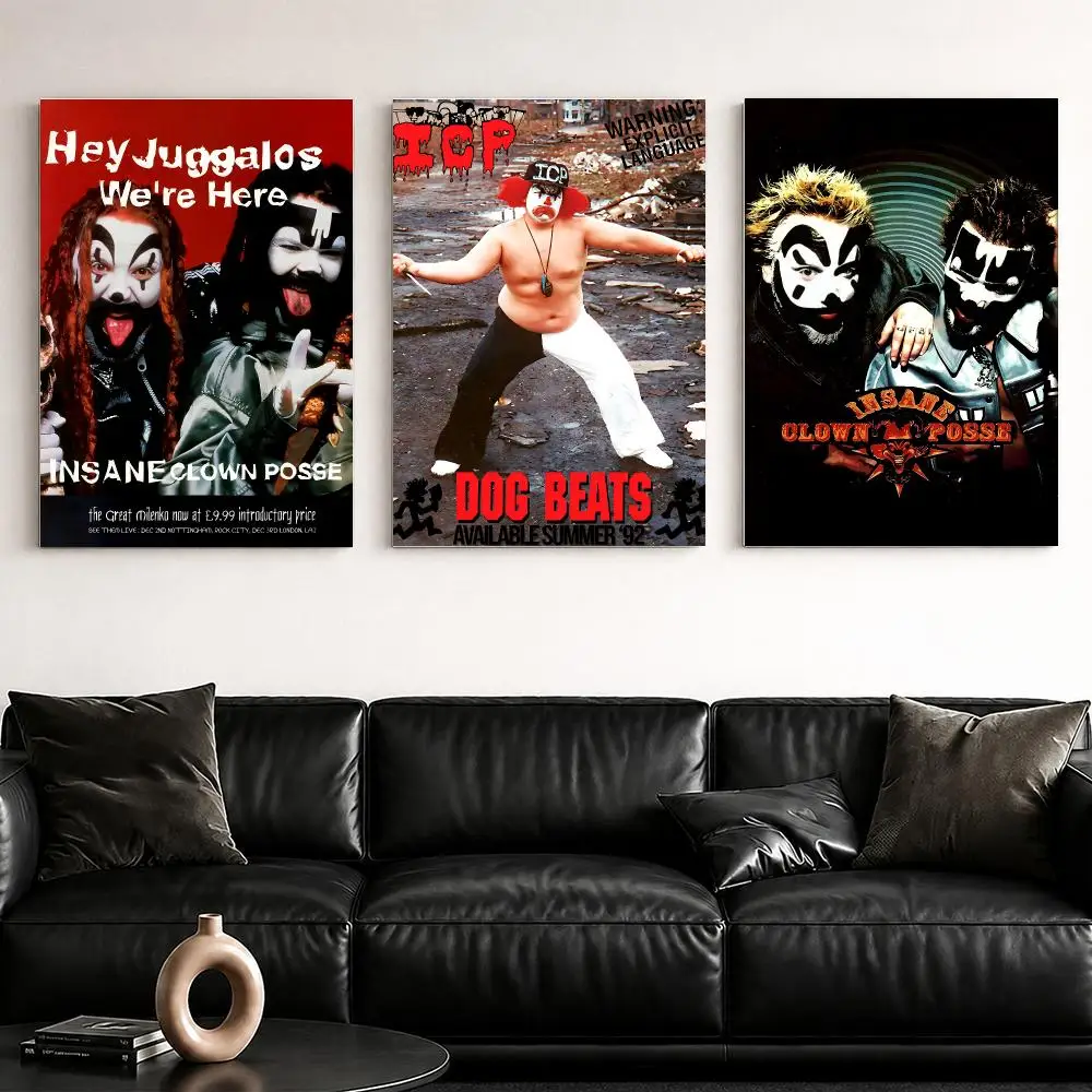 Music Group I-Insane Clown P-Posse Framed Wall Painting Ready to Hang Canvas Poster for Bedroom Living Room Hallway Home Decor
