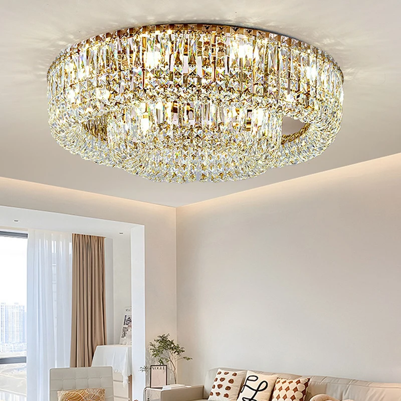 2026 Modern Luxury Clear Crystal Ceiling Lamp Elegant Led Lighting Chandelier Over Living Room Bedroom Home Appliance Lamps