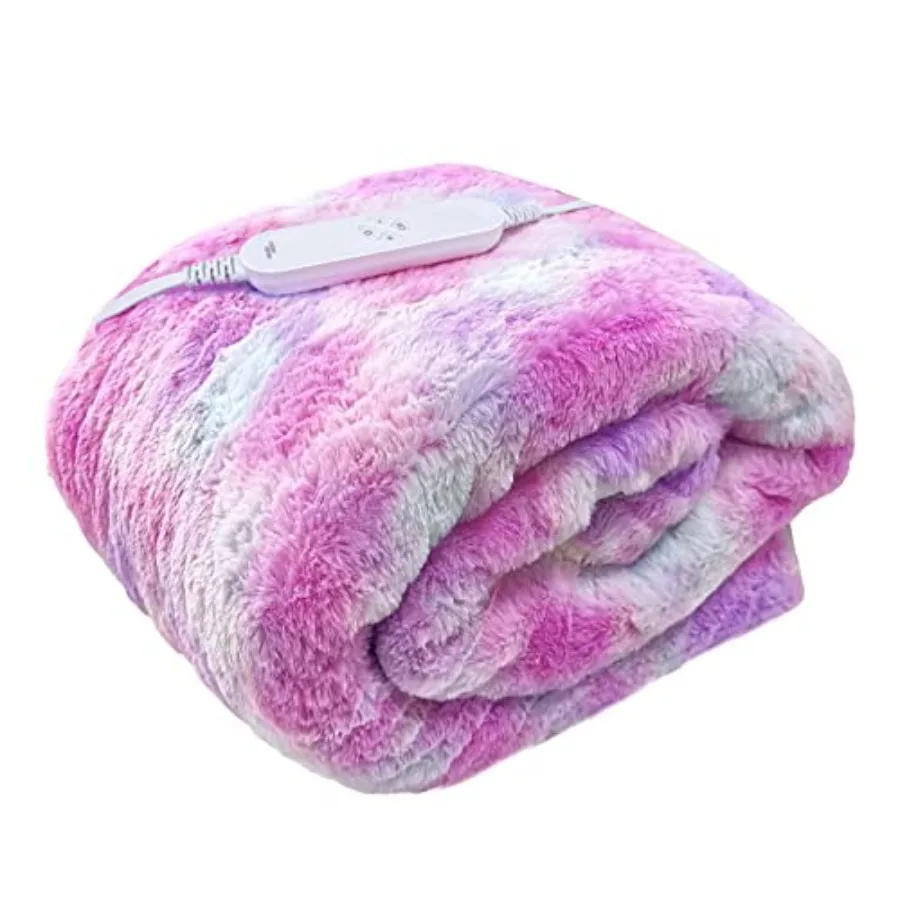 

Electric Heated Blanket 50" x 60" Throw Wrap with 12 Heating Levels for Home Office Use Pink Tie dye