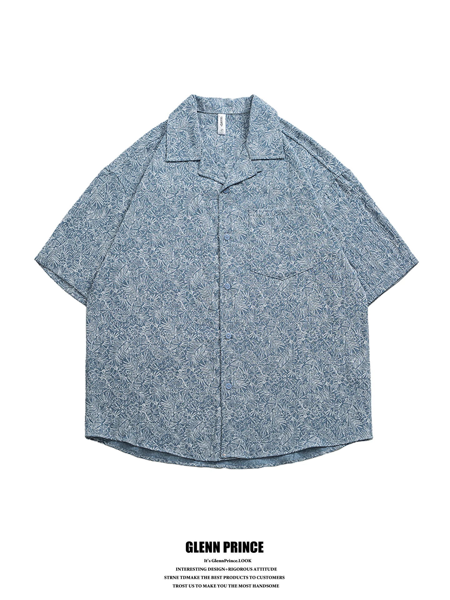 

Casual Cuban Collar Short Sleeve Shirt Men's Summer Vacation Style Printed Polyester Fiber Loose Fit Youth Popular Shirt