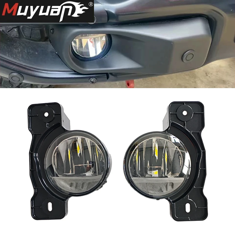 4 inch Round LED Fog Lights Assembly Replacement For Jeep Wrangler JL 2018-2024  Gladiator JT 10th Anniversary steel bumper lamp