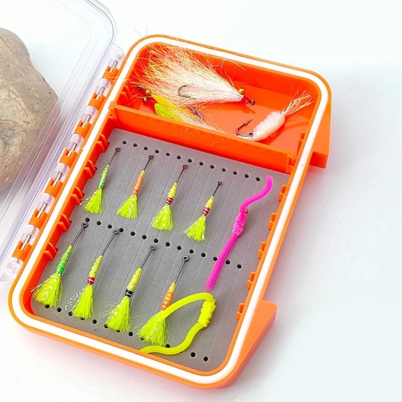 Fly Box with Sponge Pad Fishing Tackle Tool Fishing Tackle Box Clear Flipped Lures Case Fly Fishing Baits Storage Box 4XBB
