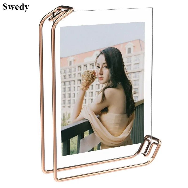 8 Inch 160x220mm Black Gold Metal Floating Wedding Art Picture Photo Poster Frame Acrylic Menu Paper Sign Holder Display Stand